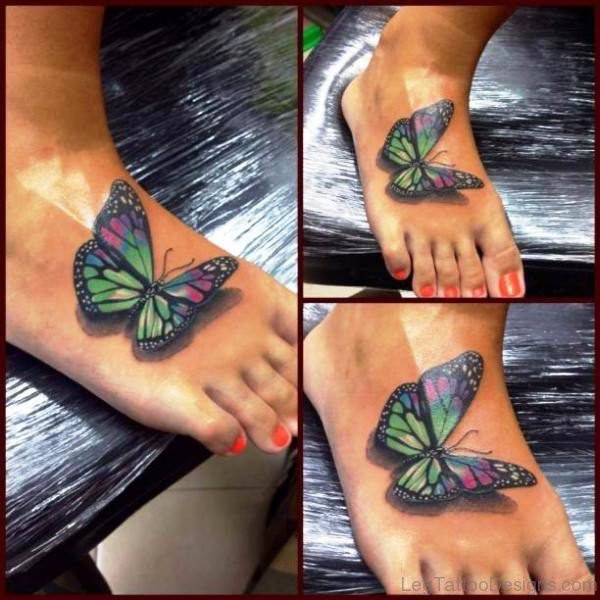 Awesome Butterflies Tattoo On Foot