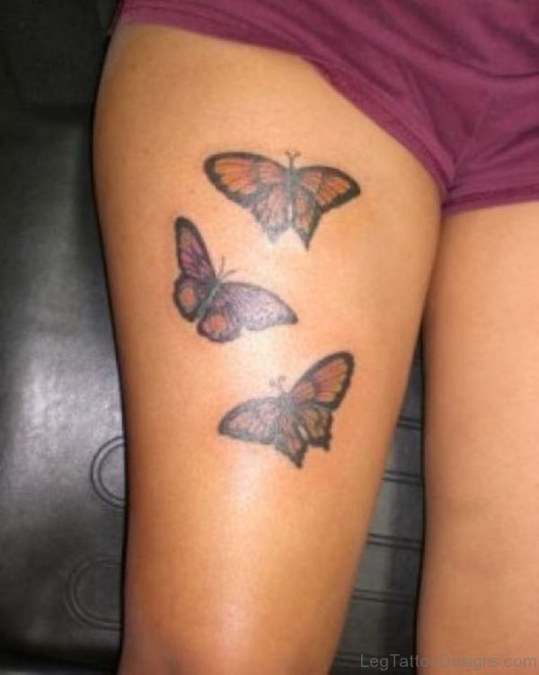 Awesome Butterfly Tattoo On Thigh