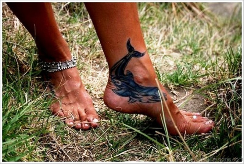 Awesome Dolphin Tattoo On Foot