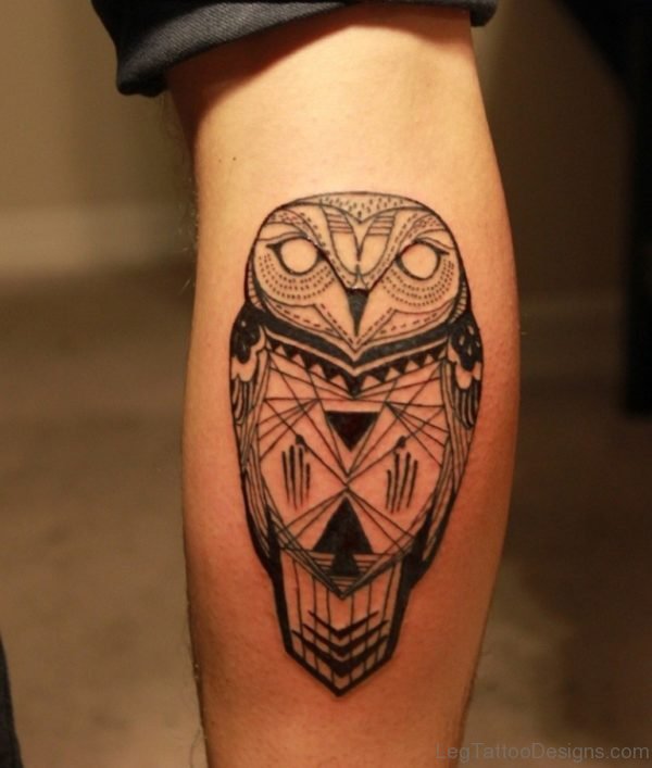 Awesome Owl Tattoo On Leg