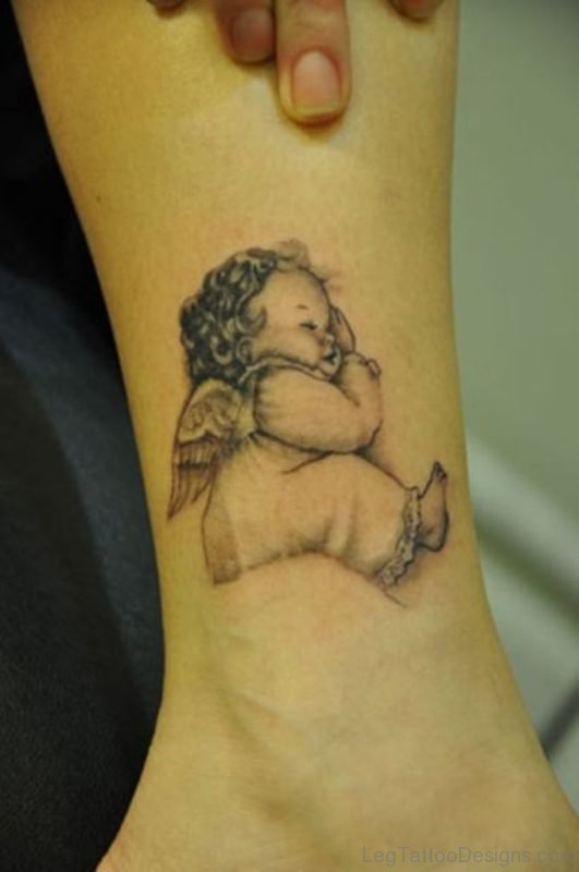 Baby Angel Tattoos for Leg