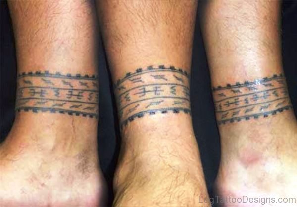 Band Tatto On Leg Pic