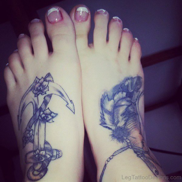 Beautiful Anchor Foot Tattoo