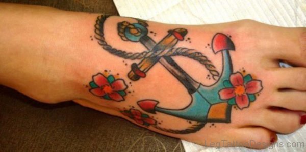Beautiful Anchor Tattoo On Foot