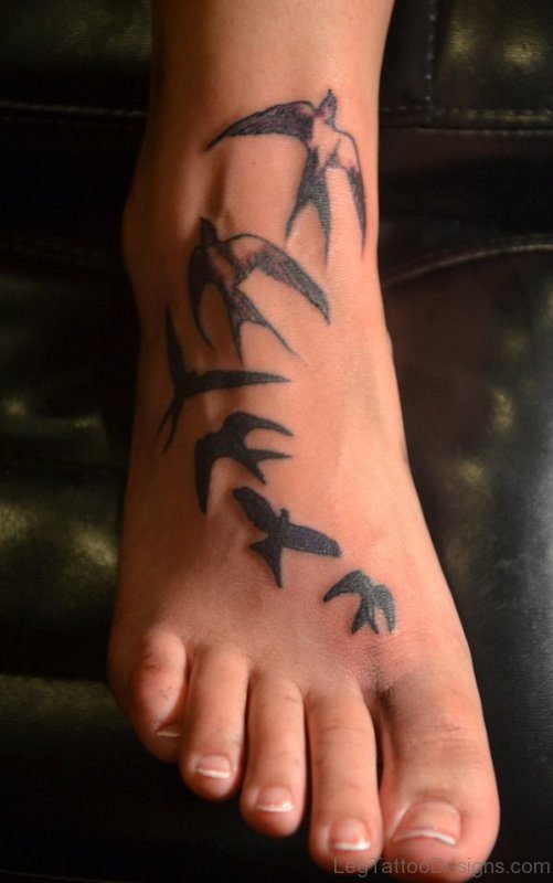 Beautiful Bird Tattoo On Foot