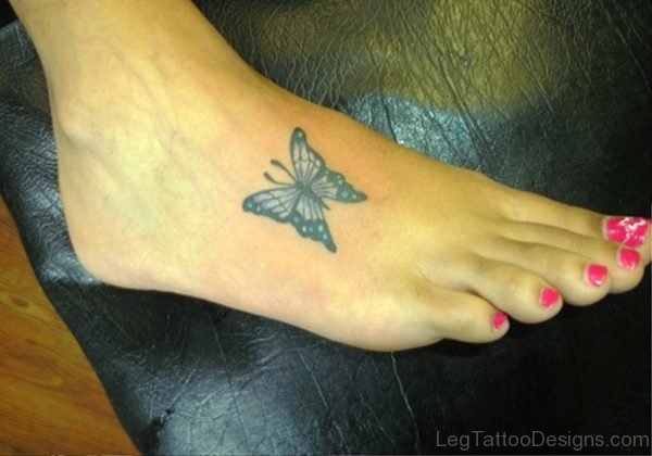 Beautiful Butterfly Tattoo On Foot