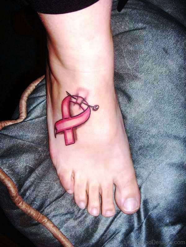 42 Cool Cancer Ribbon Tattoos On Foot