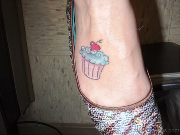 Beautiful Cupcake Tattoo On Foot
