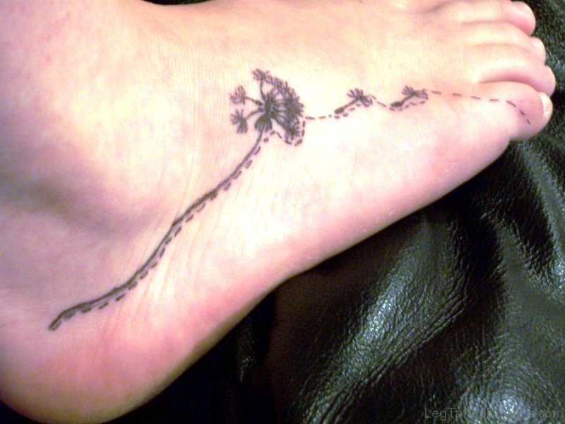 Beautiful Dandelion Tattoo On Foot