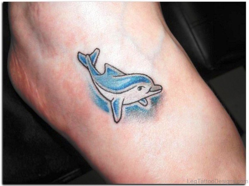 Beautiful Dolphin Tattoo On Foot