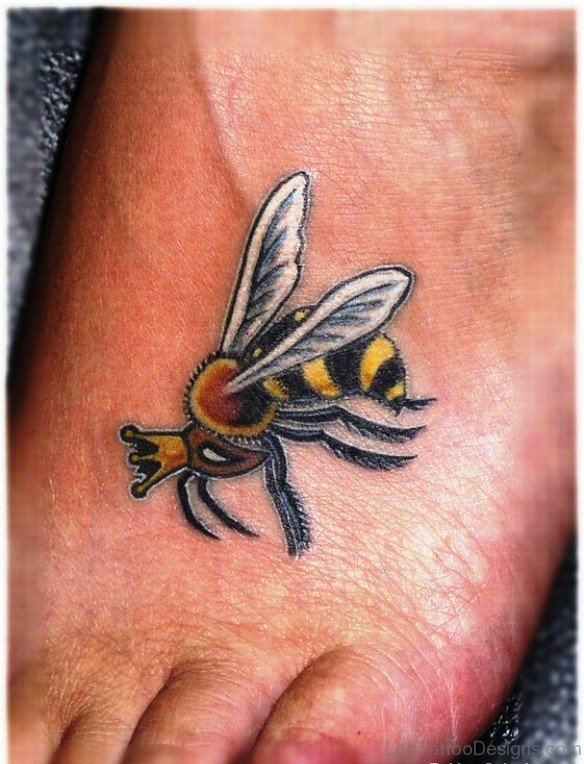 Bee With Crown Tattoo Design