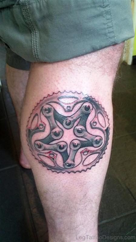 Bicycle Chain Tattoo On Calf