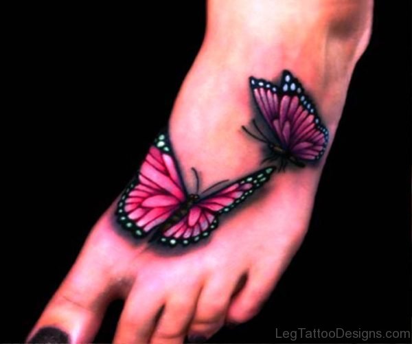 Big Butterflies Tattoo On Foot