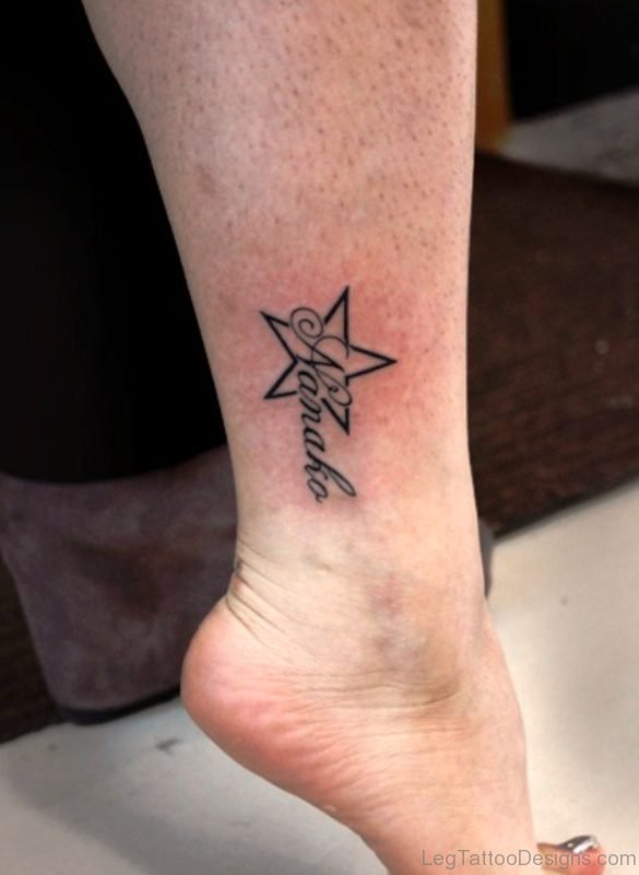 Big Star Tattoo On Ankle