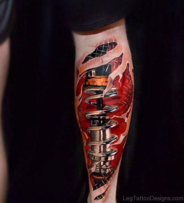 Biomechanical Calf Tattoo