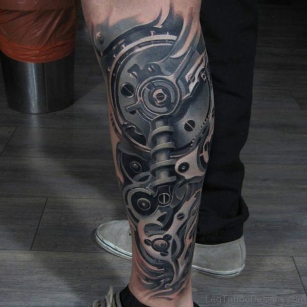 Biomechanical Leg Tattoo