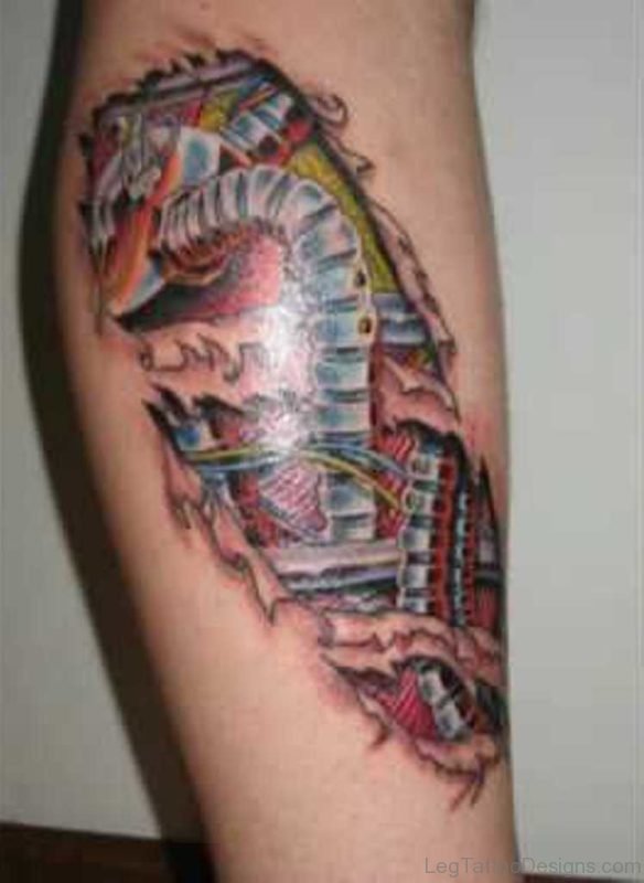 Biomechanical leg tattoo Image