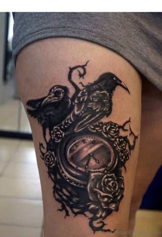 Bird And Clock Tattoo