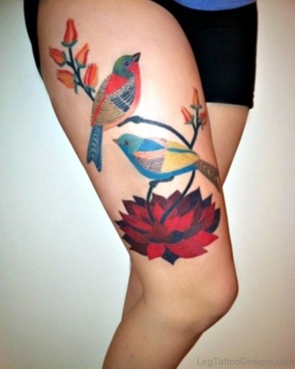 Bird And Lotus Tattoo