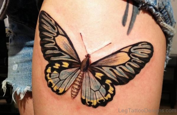 Black And Yellow Butterfly Tattoo