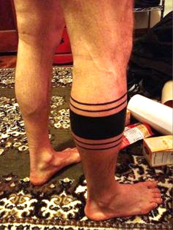 Black Band Tattoo On Leg