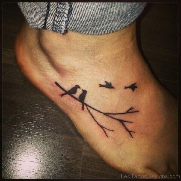 Black Birds Tattoo On Foot