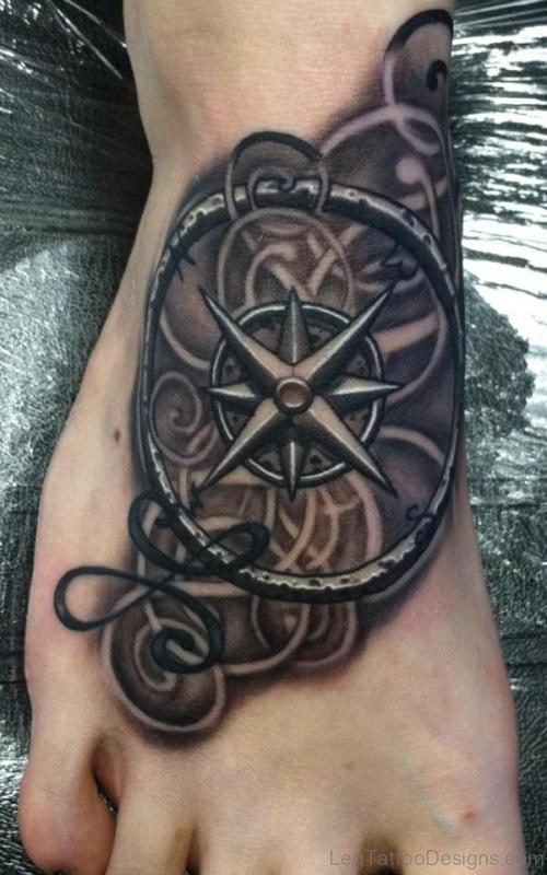 Black Clock Tattoo On Foot