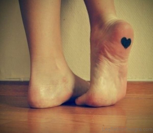 Black Heart Tattoo On Foot 