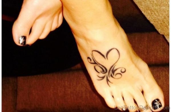 Black Heart Tattoo On Foot 1