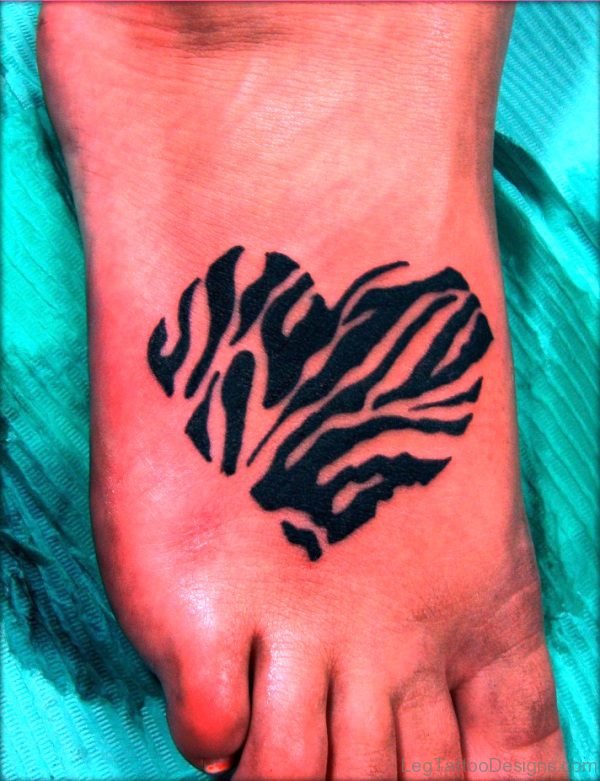 Black Heart Tattoo On Foot