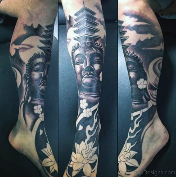 Black Ink Buddha Tattoo