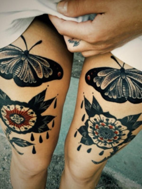 Black Ink Butterfly Tattoo