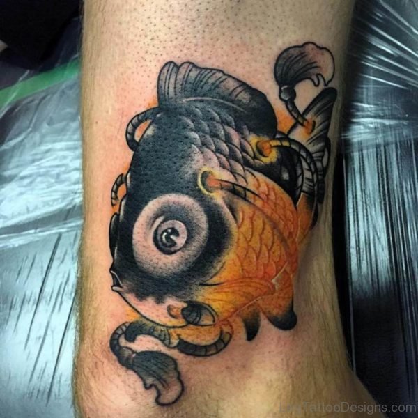 Black Moor Fish Tattoo on Leg