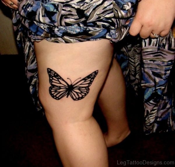 Black Outline Monarch Butterfly Tattoo
