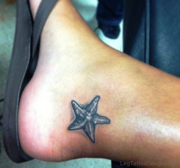 Black Star Fish Tattoo On Ankle