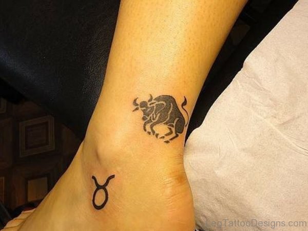 Black Tauru Tattoo on Ankle