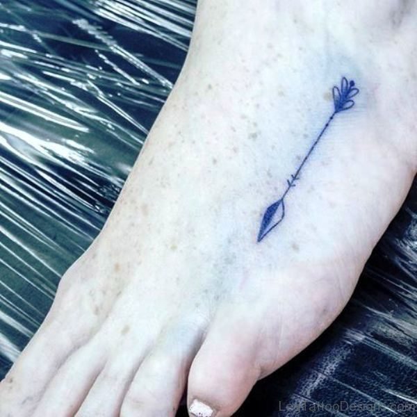 Blue Arrow Tattoo On Foot