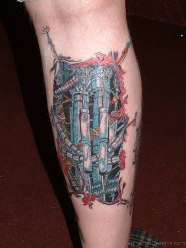 Blue Biomechanical Tattoo