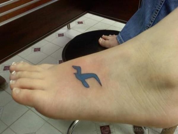 Blue Bird Tattoo On Foot