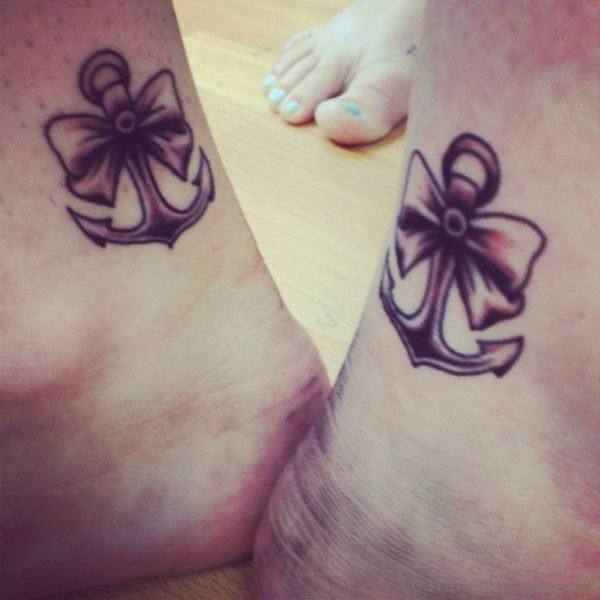 Bow Anchor Tattoo On Ankle 1