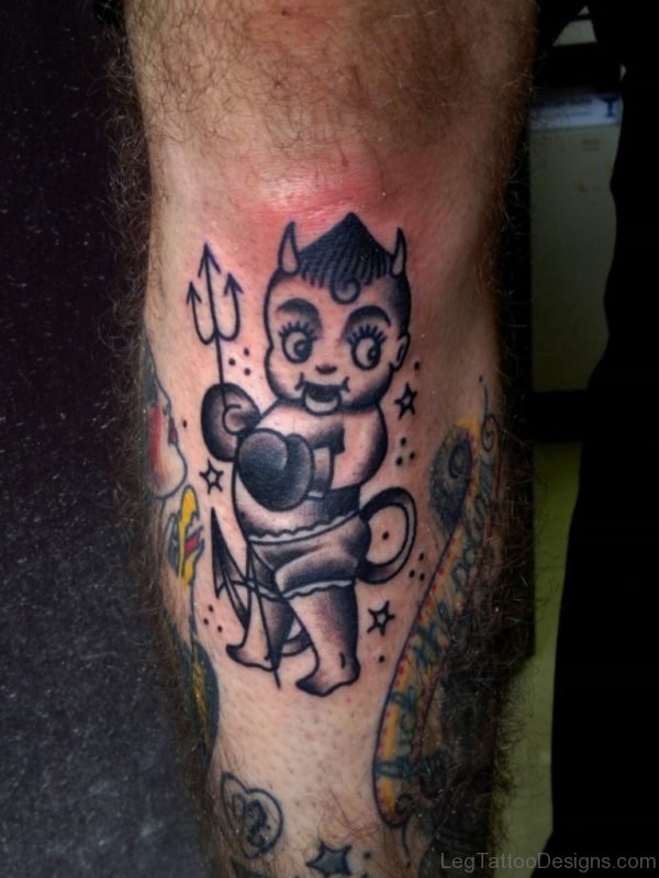 Boxer Baby Tattoo On Leg