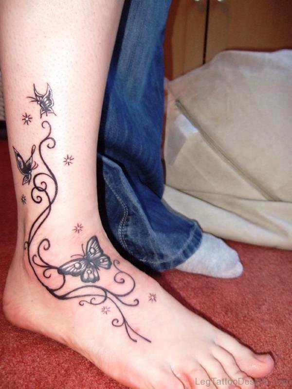 Brilliant Butterfly Tattoo Design On Foot