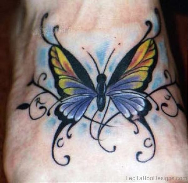 Brilliant Butterfly Tattoo On Foot