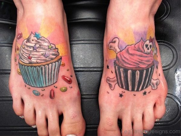 Brilliant Cupcakes Tattoos On Feet