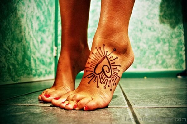 Brilliant Heart Tattoo On Foot