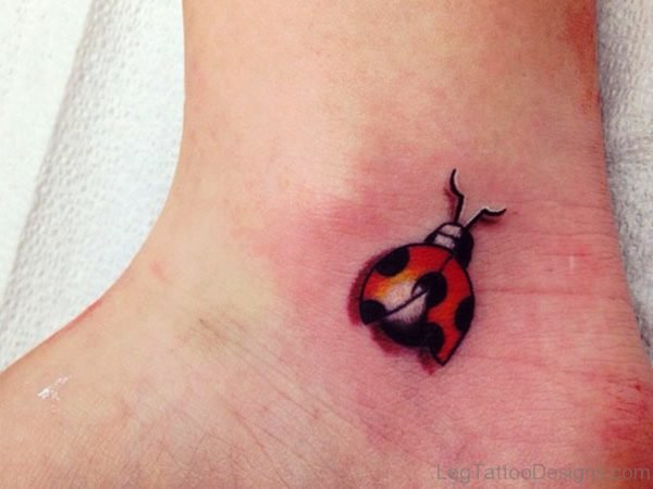 Brilliant Ladybug Tattoo On Foot