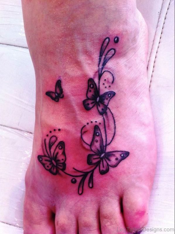 Butterflies Tattoo On Foot