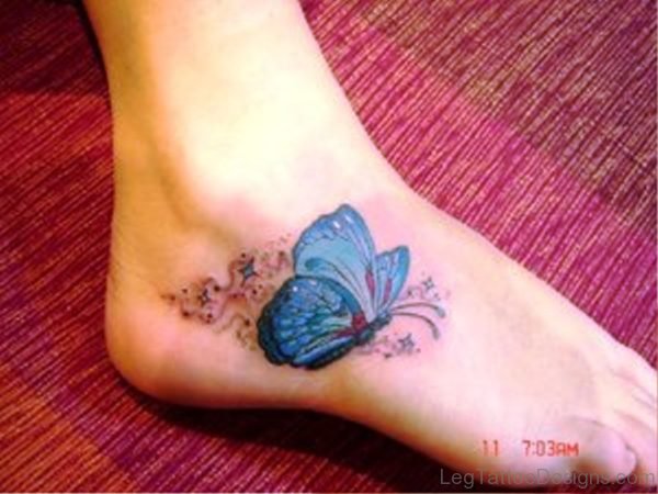 Butterfly Tattoo On Foot Image