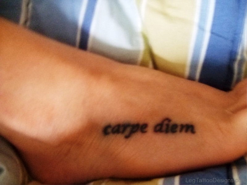 Carpe Diem Tattoo On Foot Image
