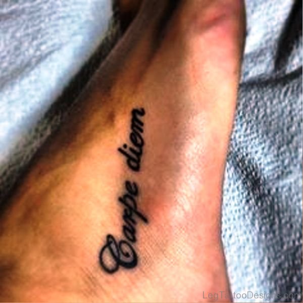 Carpe Diem Tattoo On Foot Photo